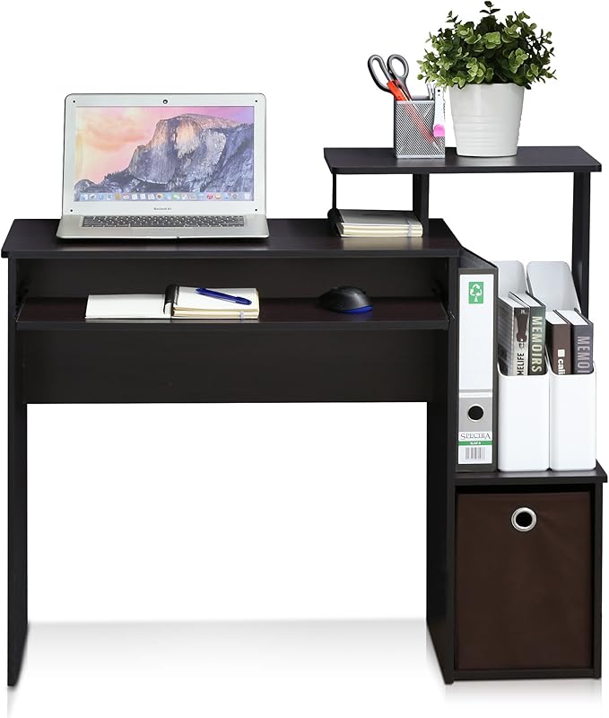 Furinno Econ Multipurpose Home Office Computer Writing Desk, regular, Dark Walnut - LeafyLoom