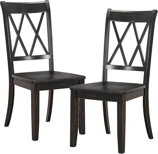 Homelegance Dining Chair (Set of 2), Wood, Black - LeafyLoom