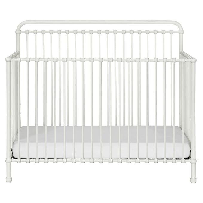 Namesake Winston 4-in-1 Convertible Metal Crib in Washed White, Greenguard Gold Certified - LeafyLoom