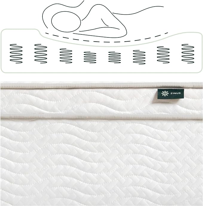 ZINUS 12 Inch Foam and Spring Hybrid Mattress [New Version], Queen, Fiberglass free, Medium Firmness, Durable Support, Certified Safe Foams & Fabric, Mattress in A Box - LeafyLoom