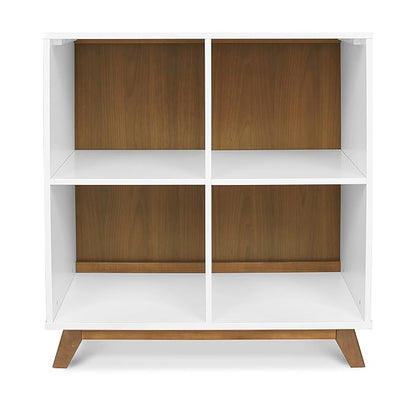 DaVinci Otto Convertible Changing Table and Cubby Bookcase in White and Walnut - LeafyLoom