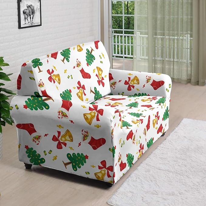 FKELYI Christmas Tree Easy Going Stretch Sofa Slipcover Washable Sofa Couch Cover Comfortable Furniture Protector with Elastic Bottom M FKELYI