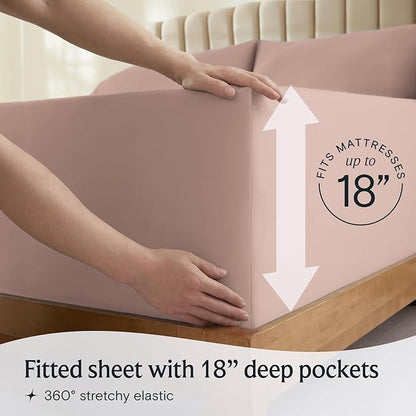 LuxClub 6 PC California King Sheet Set, Breathable Luxury Bed Sheets, Deep Pockets 18" Wrinkle Free Cooling Sheets Machine Washable Hotel Bedding Silky Soft - Pearl Pink Cal King - LeafyLoom