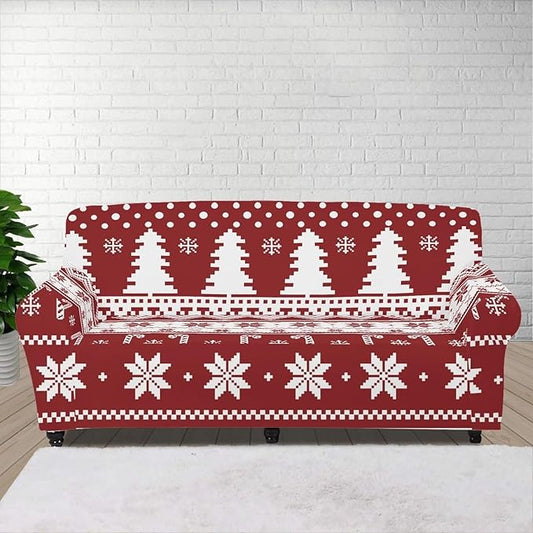 FKELYI Boho Christmas Easy Going Stretch Sofa Slipcover Washable Sofa Couch Cover Comfortable Furniture Protector with Elastic Bottom L FKELYI