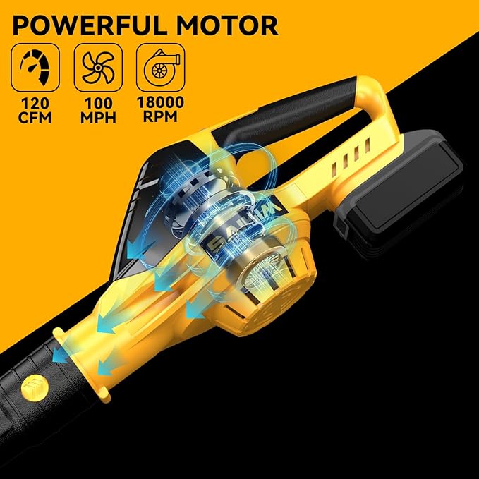 Cordless Leaf Blower for Dewalt 20V Max Battery,Handheld Electric Jobsite Air Blower,5 Variable Speed Up to 150MPH,100 CFM Powerful for Lawn Care,Snow Blow,Yard Clean(Battery Not Included) - LeafyLoom