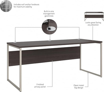 Bush Business Furniture HYD373SG Hybrid 72-Inch Computer Table Desk with Metal Legs, Storm Gray - LeafyLoom