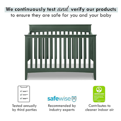 DaVinci Grove 4-in-1 Convertible Crib in Forest Green, Greenguard Gold Certified - LeafyLoom