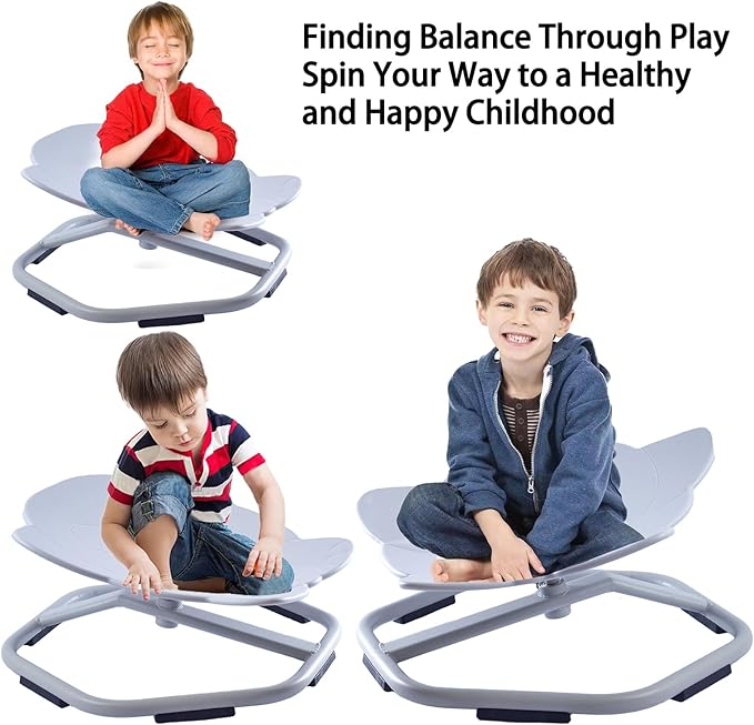 Autism Kids Swivel Chair, Spinning Chair for Kids Sensory, Kids Swivel Chair Sensory, Sensory Toy Chair, Carousel Spin Sensory Chair, Training Body Coordination (Gray) - LeafyLoom