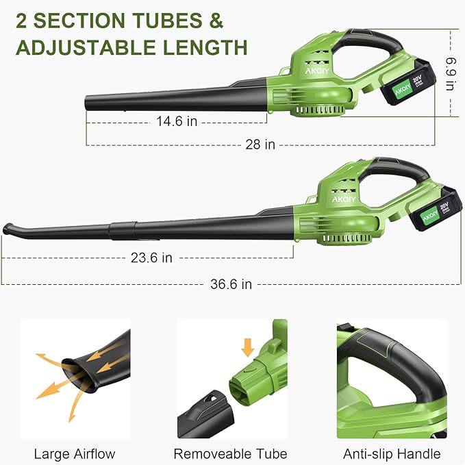 Leaf Blower Cordless- 20V 5.0 Battery-Powered Leaf Blower, 80-150MPH, Upgraded Motor and Mini Electric Leaf Blower with Charging Seat for Use in The Yard or Lawn - LeafyLoom