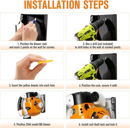 Blower Rack Backpack Blower Mount Compatible with Stihl BG-50,BG-56,BG-66,BG-86, Handheld Blower Holder Mount Rack - LeafyLoom