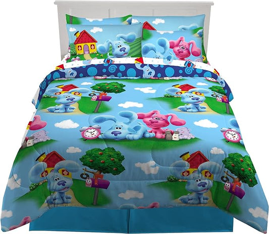 Franco Kids Bedding Super Soft Comforter and Sheet Set with Sham, 7 Piece Full Size, Blues Clues - LeafyLoom