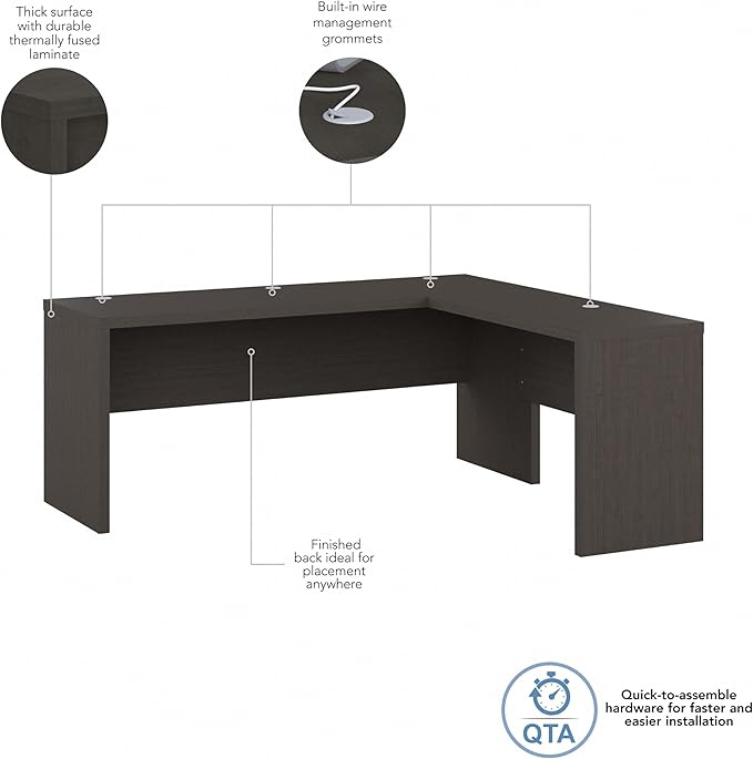 Bush Business Furniture Echo L Shaped Computer Desk, 72W, Charcoal Maple - LeafyLoom