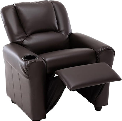 JC HOME CANDY Kids Chair Leather Recliner Sofa Toddler Youth Children Child Ages 3-7, Brown - LeafyLoom