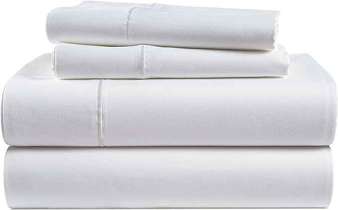 LANE LINEN 100% Egyptian Cotton Sheets Queen Size - 1000 Thread Count White Bed Sheets for Queen Size Bed, Long Staple Cotton Bedding Sheets, Sateen Weave, Luxury Hotel Sheets, Fits upto 17" Mattress - LeafyLoom