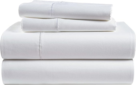 LANE LINEN 100% Egyptian Cotton Sheets Queen Size - 1000 Thread Count White Bed Sheets for Queen Size Bed, Long Staple Cotton Bedding Sheets, Sateen Weave, Luxury Hotel Sheets, Fits upto 17" Mattress - LeafyLoom