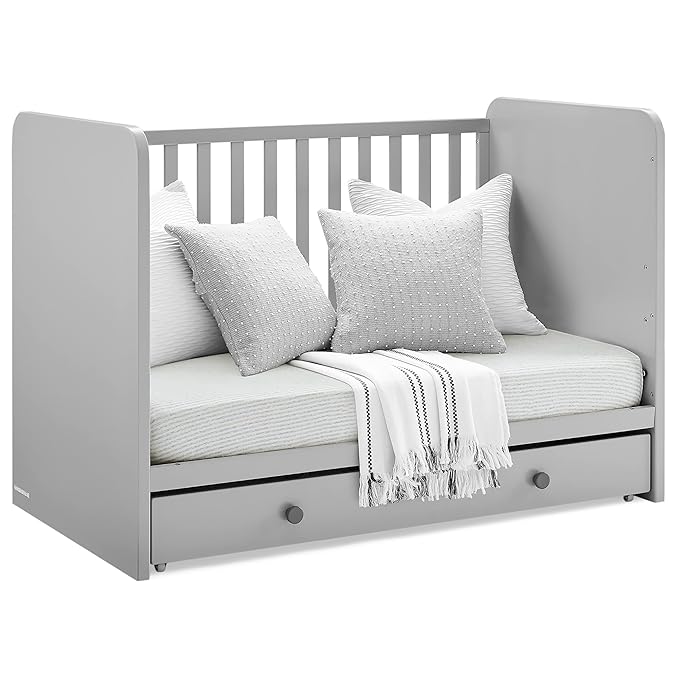 GAP babyGap Graham 4-in-1 Convertible Crib with Storage Drawer - Greenguard Gold Certified, Grey/Dark Grey - LeafyLoom