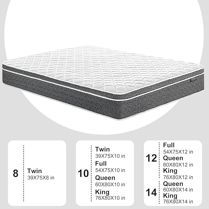 Full Size Mattress 12 Inch Hybrid Mattress Full in a Box with Memory Foam - Individually Wrapped Pocket Coils Spring, Edge Support Pressure Relief, CertiPUR-US Certified(Medium Firm) - LeafyLoom