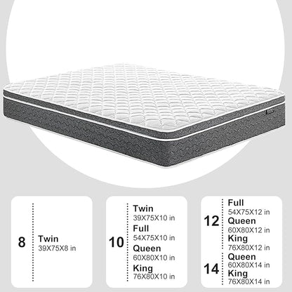 Full Size Mattress 12 Inch Hybrid Mattress Full in a Box with Memory Foam - Individually Wrapped Pocket Coils Spring, Edge Support Pressure Relief, CertiPUR-US Certified(Medium Firm) - LeafyLoom