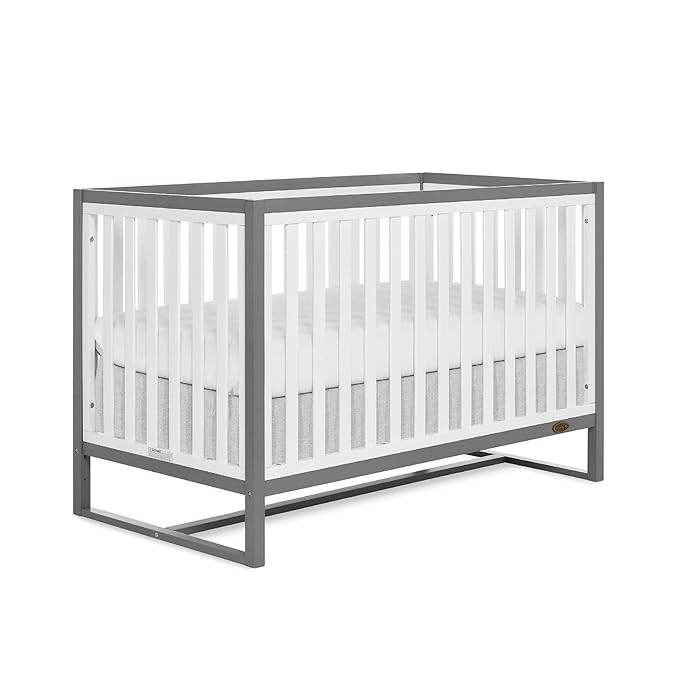 Arlo 5-in-1 Convertible Crib in Steel Grey and White, JPMA Certified, 3 Mattress Height Settings, Non-Toxic Finish, Made of Sustainable and Sturdy Pinewood - LeafyLoom