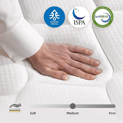 King Size Mattress,12 Inch Hybrid Mattress in a Box with Gel Memory Foam,Individually Wrapped Pocket Coils Innerspring,Pressure-Relieving and Supportive. - LeafyLoom