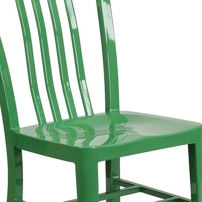 Flash Furniture Gael Commercial Grade 2 Pack Green Metal Indoor-Outdoor Chair - LeafyLoom