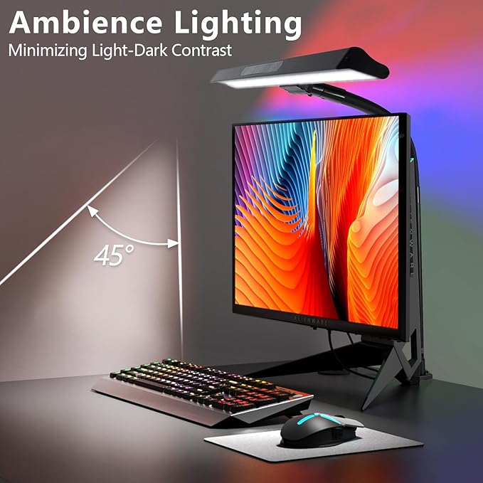 2-in-1 Desk Lamp with RGB Backlight,Architect Desk Lamps for Home Office,24W Tall Desk Lamp with Clamp,60"Timer,25 Lighting Modes,Eye Protection Swing Arm Lamp for Home/Office/Gaming/Study - LeafyLoom