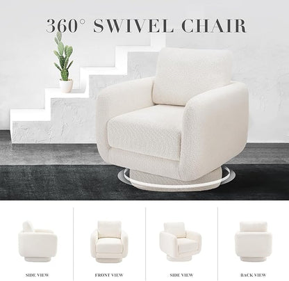 COLAMY Swivel Accent Chairs Set of 2, 32Inches Wide Upholstered Armchair with Plush Back Pillow for Living Room, Modern Sofa Corner Chair for Nursery/Living Room/Bedroom-White - LeafyLoom