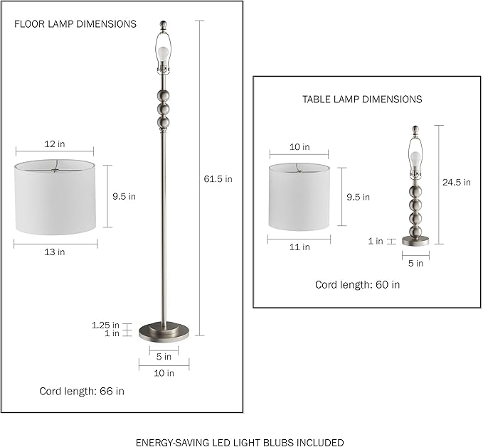 Lavish Home Table and Floor Lamps - Set of 3 Matching Modern Stacked Balls Lighting Energy-Efficient LED Bulbs Included - LeafyLoom