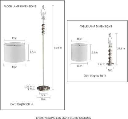 Lavish Home Table and Floor Lamps - Set of 3 Matching Modern Stacked Balls Lighting Energy-Efficient LED Bulbs Included - LeafyLoom