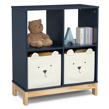 Delta Children babyGap Charlie 6-in-1 Convertible Crib + Brannan Bear Bookcase with Bins + Brannan Bear Wall Shelf with 4 Hooks, Navy (Bundle) - LeafyLoom