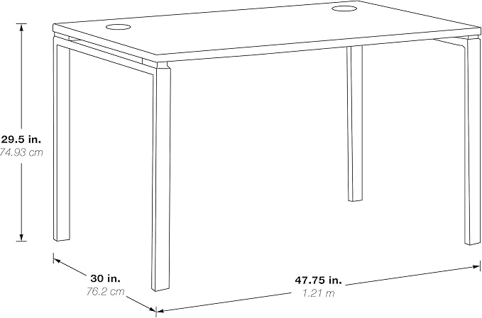 OSP Home Furnishings Prado Home Office Writing Desk, 48 Inches 30 Inches, 48-inches Wide x 30-inches High, Black - LeafyLoom