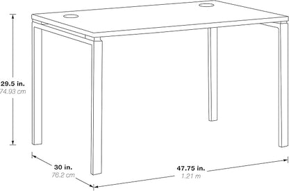 OSP Home Furnishings Prado Home Office Writing Desk, 48 Inches 30 Inches, 48-inches Wide x 30-inches High, Black - LeafyLoom