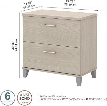 Bush Furniture Somerset 2 Drawer Lateral File Cabinet in Sand Oak - LeafyLoom