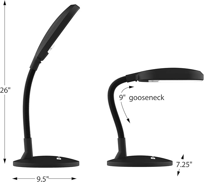 Lavish Home 72-0893 Natural Sunlight Desk Lamp with Adjustable Gooseneck Arm - Great for Reading and Crafting - LeafyLoom