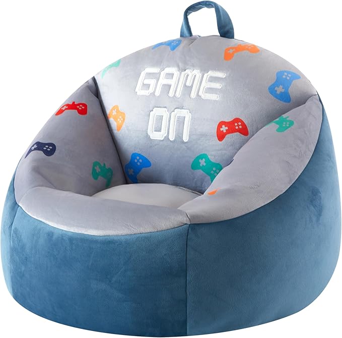 Heritage Kids Micromink Squishy Bean Bag Chair for Kids Ages 3+, Gamer - LeafyLoom