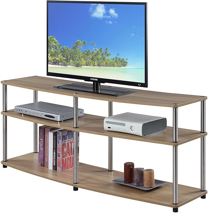 Convenience Concepts Designs2Go 3 Tier 60" TV Stand, Light Oak - LeafyLoom