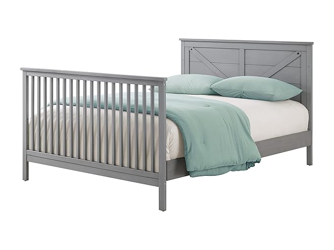 Oxford Baby Montauk Crib to Full-Size Bed Conversion Kit, Farmhouse Gray, GreenGuard Gold Certified - LeafyLoom