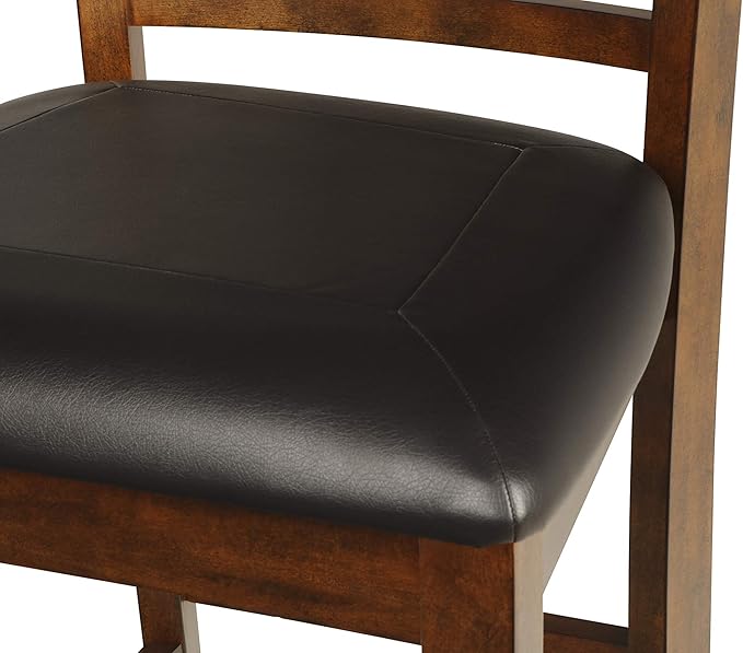 New Classic Furniture Gia Counter Dining Chair (Set of Six), Black PU Upholstered Seat & Back Rest, Brown - LeafyLoom