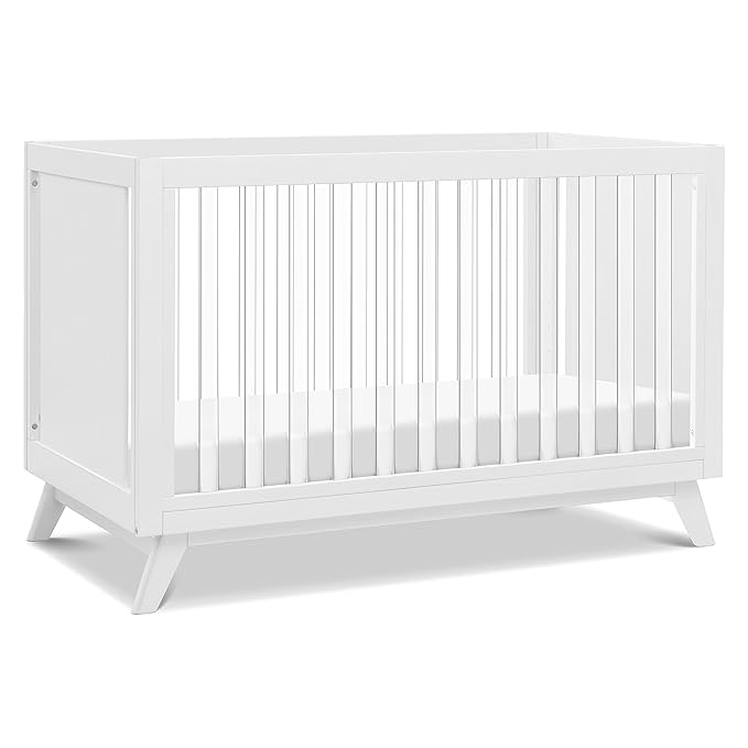 DaVinci Otto 3-in-1 Convertible Crib in White with Acrylic Slats, Greenguard Gold Certified - LeafyLoom