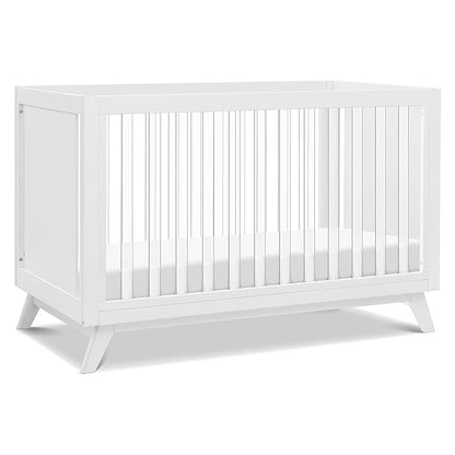 DaVinci Otto 3-in-1 Convertible Crib in White with Acrylic Slats, Greenguard Gold Certified - LeafyLoom