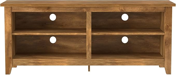 Walker Edison Wren Classic 4 Cubby TV Stand for TVs up to 65 Inches, 58 Inch, Barnwood - LeafyLoom