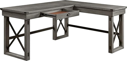 NicBex Laik-DW-00060-DX Desks, 67" W x 55" D x 30" H, Gray - LeafyLoom