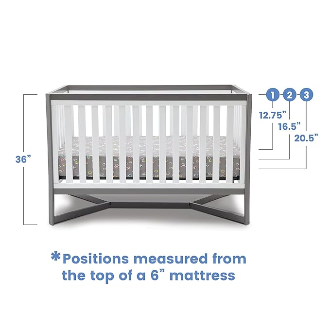 Delta Children Tribeca 4-in-1 Convertible Crib, White/Grey - LeafyLoom