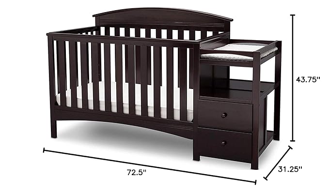 Delta Children Abby Convertible Crib and Changer, Dark Chocolate - LeafyLoom