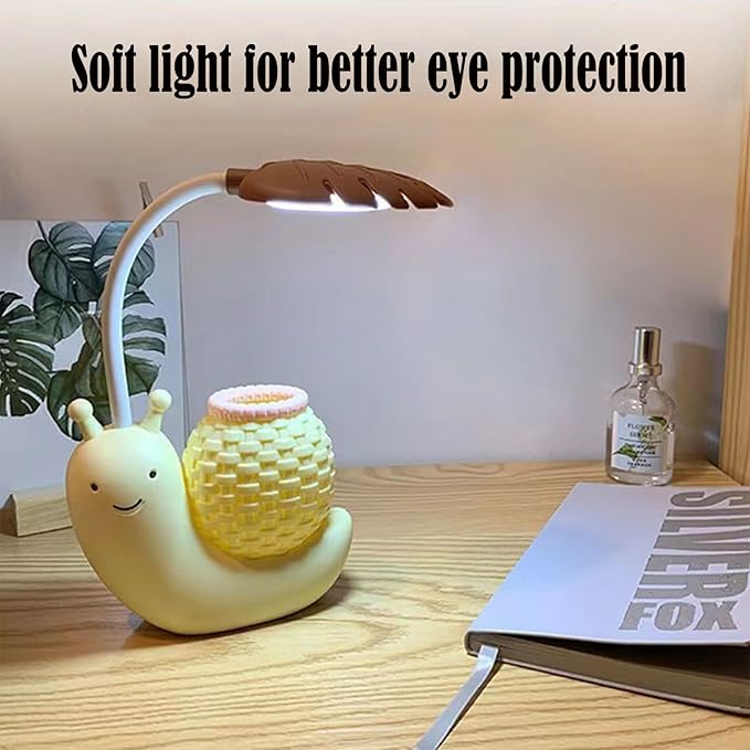 Cute Desk Lamp,Childrens Led Night Light, Portable Foldable Rechargeable Animal Table Lamp for Kids Students Desk with Lights (Yellow) - LeafyLoom