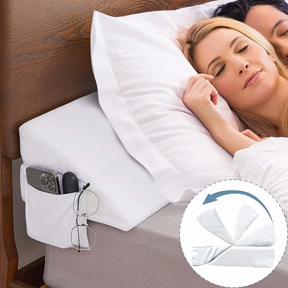 Limthe Bed Wedge Pillow for Headboard King Size,Bed Gap Filler Adjustable,Mattress Gap Filler,Foam Triangle Bloster Pillow Stopper Fill Gap (0-7") Between Headboard/Wall and Mattress White 76"x10"x6" - LeafyLoom