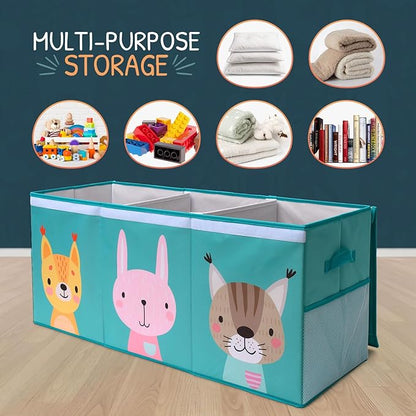 Extra Large Toy Storage Organizer with Lid - Sturdy, Collapsible Toy Chest Storage Box with Cute Design - Toys Bin with Dividers for Kids, Boys, Girls, Nursery, Bedroom, Play room 37"x16"x14" - LeafyLoom