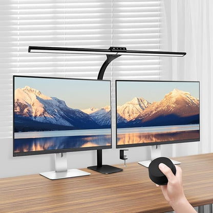 LED Desk Lamp, Office Architectural Desk Lamp, 31.5'' Large Size Office Lighting, 24W 5-Colour LED Computer Monitor Gooseneck Smart Lamp with Holder for Studying, Creating and Reading - LeafyLoom