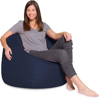 Posh Creations Bean Bag Chair for Kids, Teens, and Adults Includes Removable and Machine Washable Cover, Solid Navy Blue, 48in - X-Large - LeafyLoom