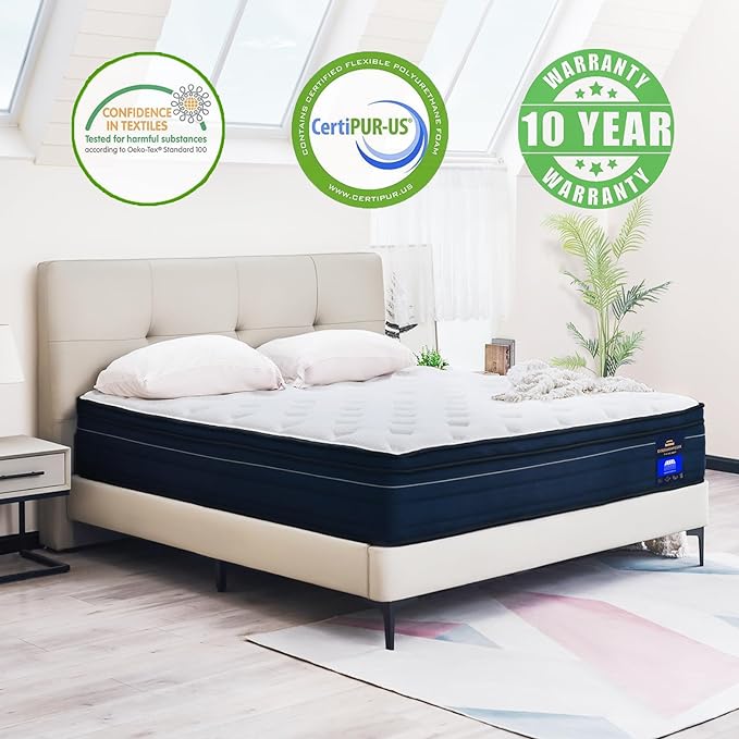 Queen Mattress,14 Inch Gel Memory Foam Hybrid Mattress in a Box,Motion Isolation Individually Pocket Innerspring ,Pressure Relief,Back Pain Relief,Breathable,Medium Firm,Non-Fiberglass Mattress - LeafyLoom